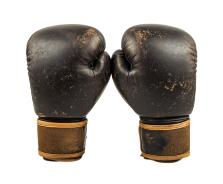 Boxing match gloves displayed sports equipment setup view isolated on transparent background