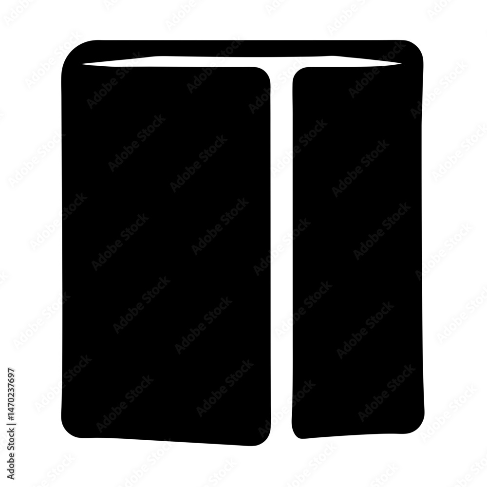 Poster abstract black shape on white background creating letter t effect, minimal design