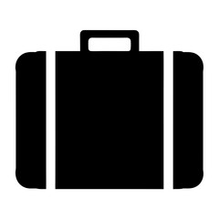 Minimalist black suitcase icon representing travel, journey, and vacation planning