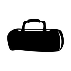 Black silhouette of a duffel bag or gym bag on white background