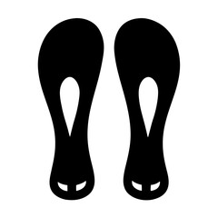 Black and white image of two footprints with unique design elements