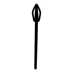 Simple black and white graphic of a spear or weapon design