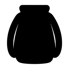 Stylized black silhouette illustration of a sweater or sweatshirt with simple form