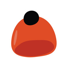 Illustration of red winter beanie with a black pom pom