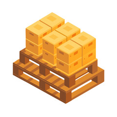 Wooden Crates on Pallet Icon Representing Packed Goods and Shipment Handling