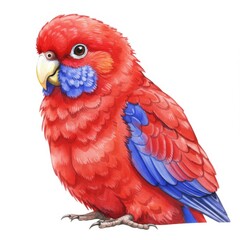 Obraz premium Red and Blue Parrot Watercolor Painting