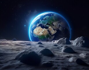 Obraz premium Erde aus Sicht des Mondes – stille Beobachtung