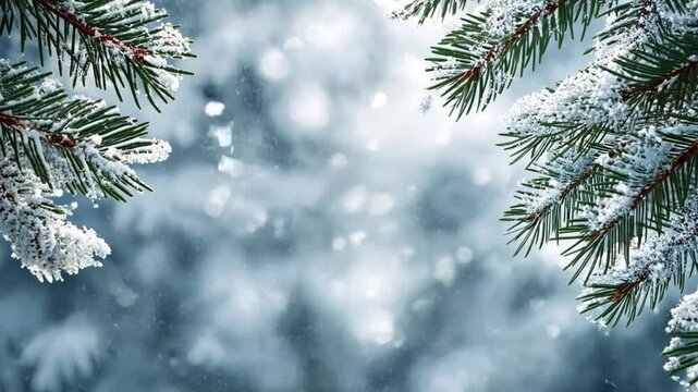 Winter Wonderland: Snow-Covered Pine Branches