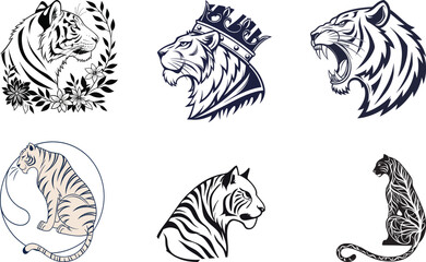 tiger vector silhouette  icon 