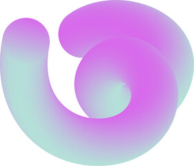 3D abstract gradient shape. Colored fluid wavy line. Bright blended holographic pipe. Swirl modern dynamic stroke. Trendy vibrant element for creative poster
