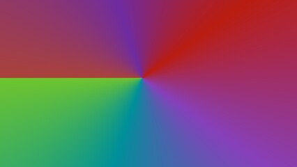 Abstract radial gradient artwork featuring vibrant red, purple, green, and blue hues