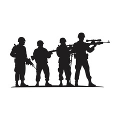 Obraz premium army soldiers sniper rifle on duty vector art silhouette