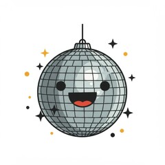 Happy Disco Ball Cartoon Illustration