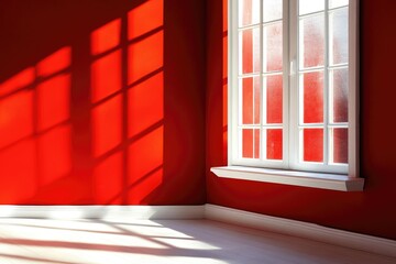 Fototapeta premium Red room with window light