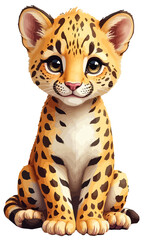 Adorable Cheetah Cub Illustration PNG