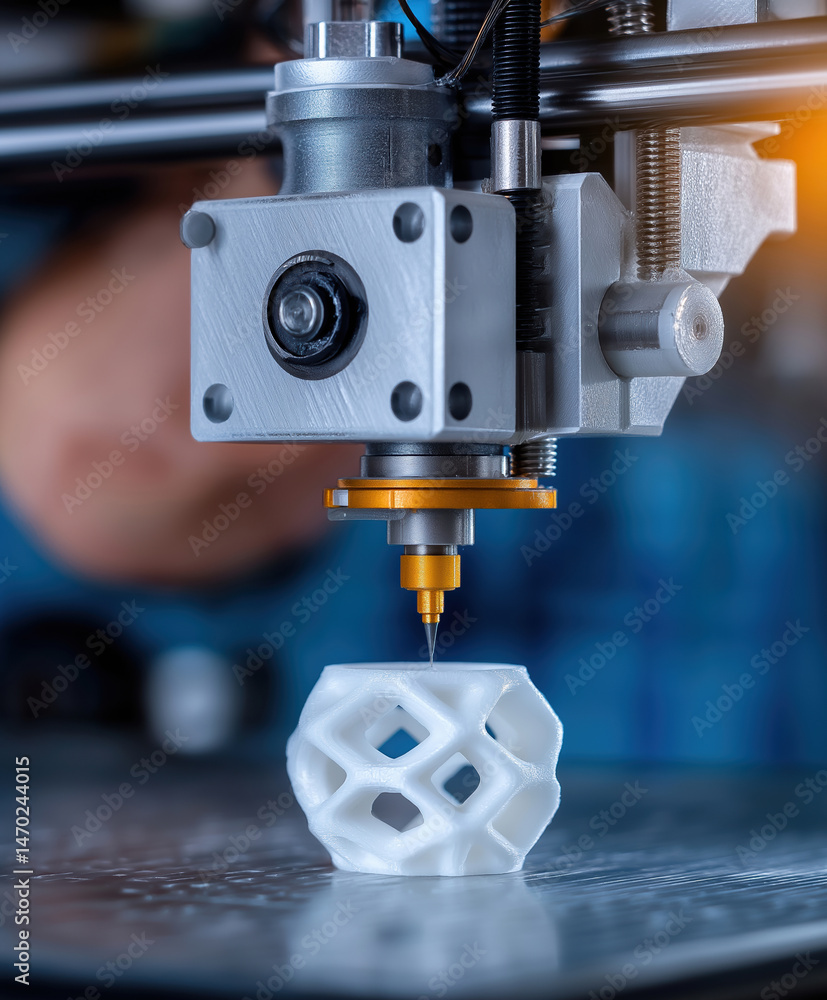 Poster innovative 3d printing process at a workshop showcasing intricate design creation