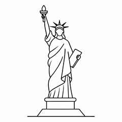 One continuous single line drawing of liberty statue line art vector on white background. © TahrinAkther