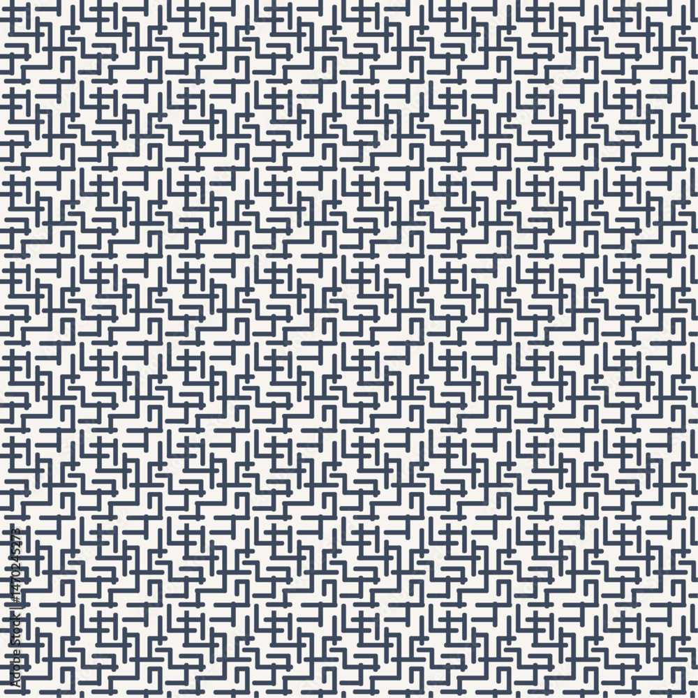 Poster Abstract Maze Pattern. The pattern consists of dark blue lines on a light beige background. The lines are arranged in a complex, interconnected network of right angles and short segments.