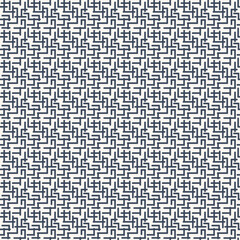 Abstract Maze Pattern. The pattern consists of dark blue lines on a light beige background. The lines are arranged in a complex, interconnected network of right angles and short segments.