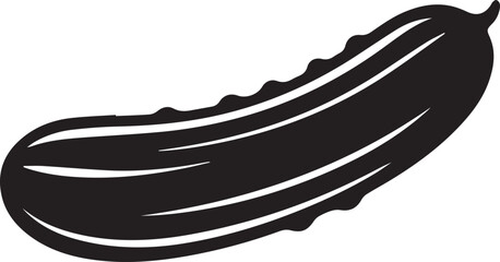 Cucumber Silhouette Vector | Modern Black Vector Art Illustration for Vegan Concepts