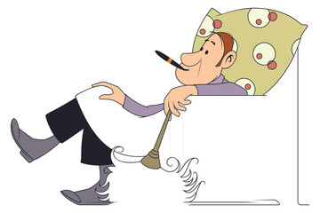 Butler is resting at work.