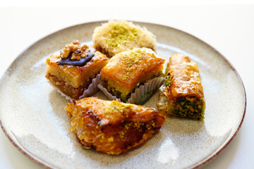 Pistachio, walnut and various other types of baklava