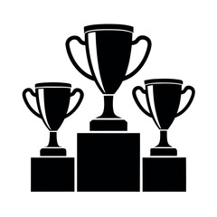 gold  silver and bronze trophy cup on prize podium 