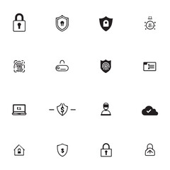 cyber security and data protection icon set for web and apps