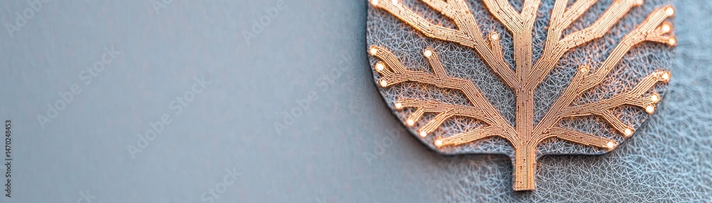Poster Close up view of an abstract tree circuit board design