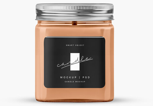 A Rectangular  Candle Glass Jar Mockup