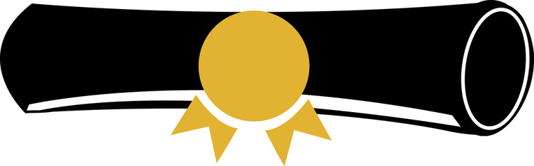 Graduation diploma clip art design on plain white transparent isolated background for card, shirt, hoodie, sweatshirt, apparel, tag, mug, icon, poster or badge