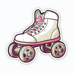 Cartoon Style Roller Skate Graphic With Heart Design Elements Illustration