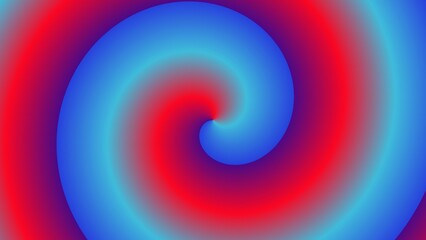 A vibrant, swirling spiral of red and blue hues, exhibiting a gradient effect from the center outwards, creating a hypnotic visual