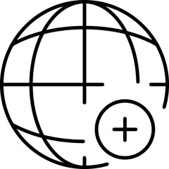 Plus by Planet Outline Sign for Graphic and Web Design, Apps, Adverts, Various Cards