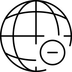 Minus by Planet Outline Symbol for Graphic and Web Design, Apps, Adverts, Various Cards