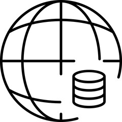 Coins by Planet Outline Linear Symbol for Graphic and Web Design, Apps, Adverts, Various Cards