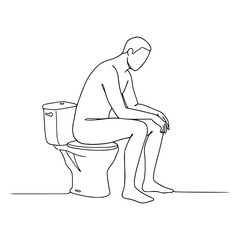 A man sitting on a commode