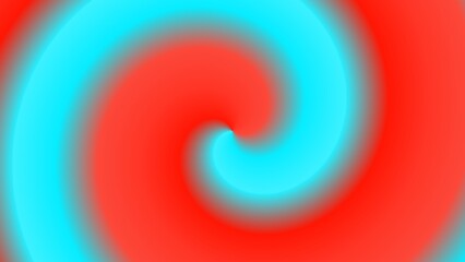 Hypnotic spiral of vibrant red and cyan, swirling inwards