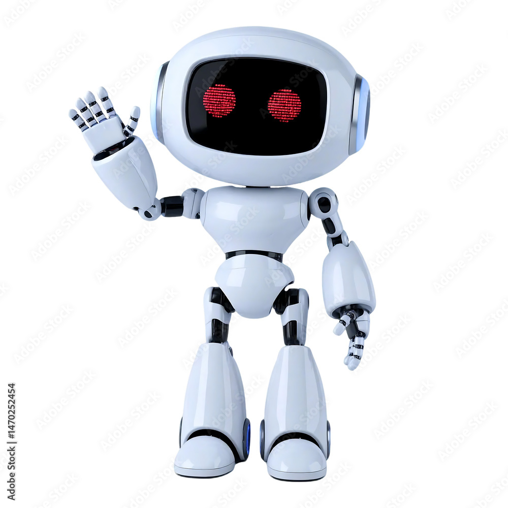 Poster happy 3d chatbot robot character – friendly ai assistant