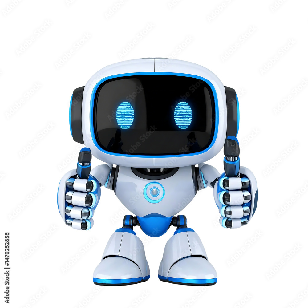 Poster happy 3d chatbot robot character – friendly ai assistant
