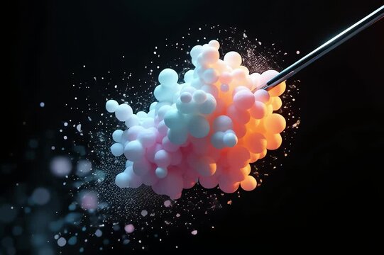 close needle bunch bubbles coming