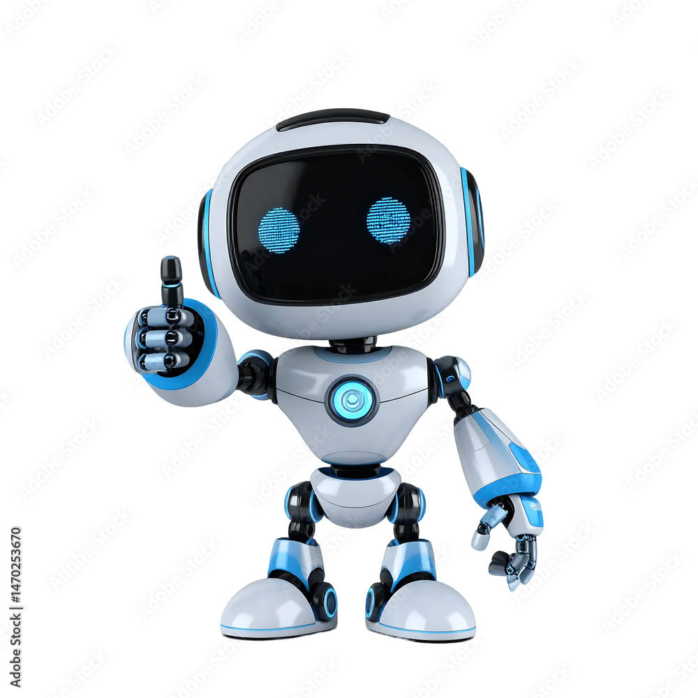 Poster happy 3d chatbot robot character – friendly ai assistant