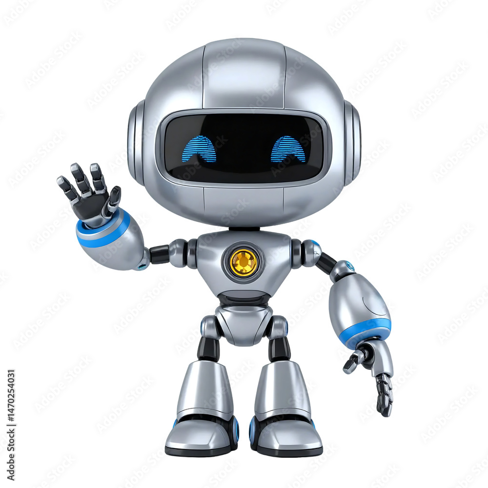 Poster happy 3d chatbot robot character – friendly ai assistant