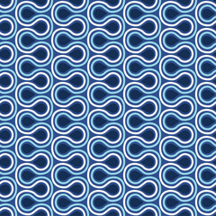 Retro Water Drop Pattern. The droplets are teal and are surrounded by curved lines in light-blue and white. The background is blue, providing a clean contrast to the colorful elements.
