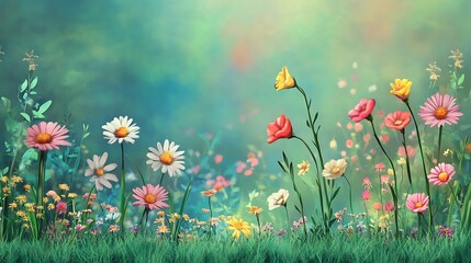Spring Meadow Wildflowers Bloom.