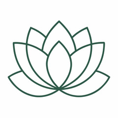 Lotus flower line art vector on white background.