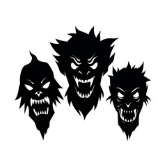 scary faces silhouettes