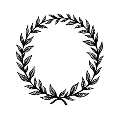 Elegant Foliage Circle: A Decorative Botanical Wreath Illustration for Versatile Design