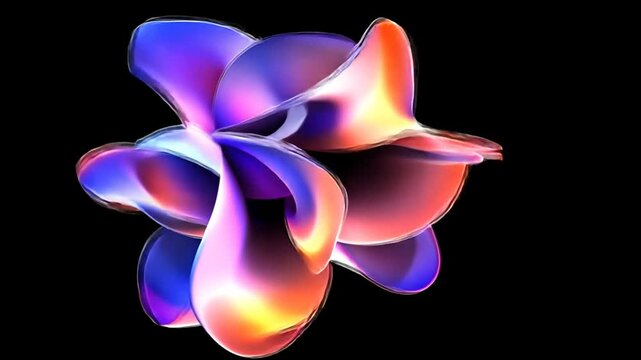Abstract fluid shape with iridescent colors morphing on a dark background animation