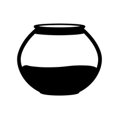 Stylized silhouette of a round pot containing a liquid substance inside